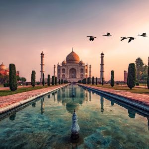 Vista Panorámica del Taj Mahal en India