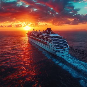 Crucero en el océano al atardecer ofrecido por Viajes Anita
